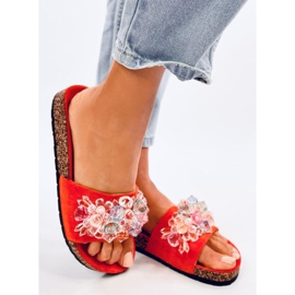 Cork flip-flops with Maliv Orange stones 2