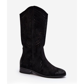 Vinceza Openwork Mid-Calf Ankle Boots Black Kleorelia 1