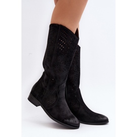 Vinceza Openwork Mid-Calf Ankle Boots Black Kleorelia 2