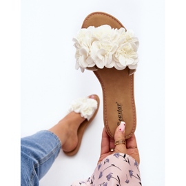 Women's Flip Flops With Flowers White Eelfan 2