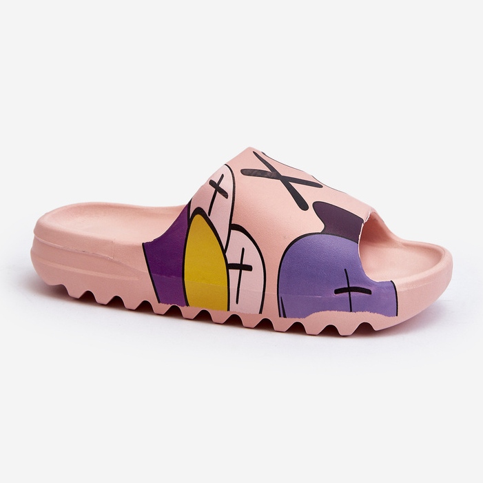 Rubber Flip Flops With Pink Monsters Print 1