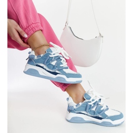 Blue sneakers with Melilot fabric inserts 1