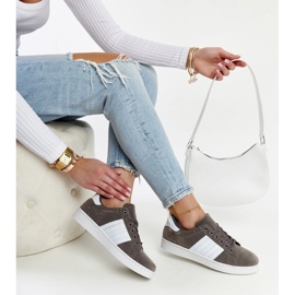 Gray suede platform sneakers by Fareeda grey 1