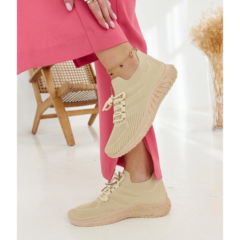 Beige fabric sneakers by Ornella 1