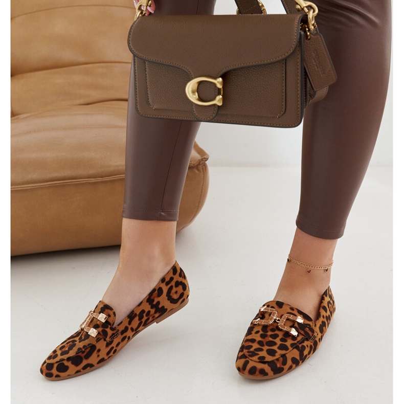 Comerio leopard loafers with a buckle brown 1