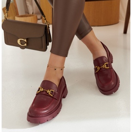 Burgundy loafers with a thick sole from Charell red 1