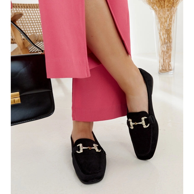 Black velvet moccasins with rhinestones by Fabrizia 2