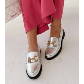 Silver moccasins with zircons Aleyna 1