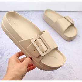 Women's foam platform slippers with a buckle, beige Big Star NN274A666 1