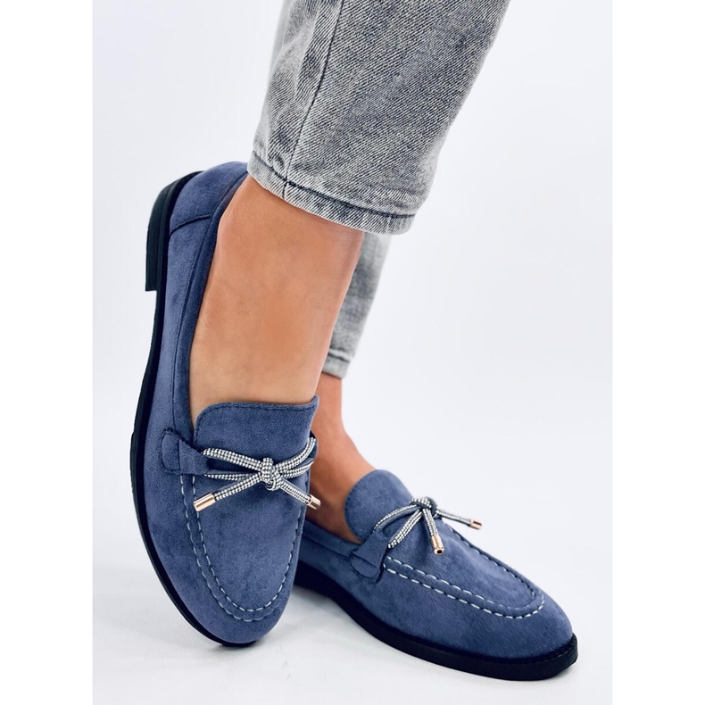 Saras Denim Blue women's suede moccasins 2