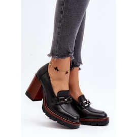 Vinceza Pumps on a massive high heel with a decoration, Black Oradna 2