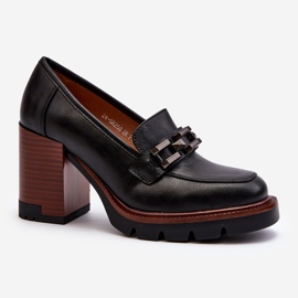 Vinceza Pumps on a massive high heel with a decoration, Black Oradna 1