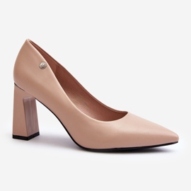 Vinceza Beige Eco Leather High Heel Pumps Giseleni 1