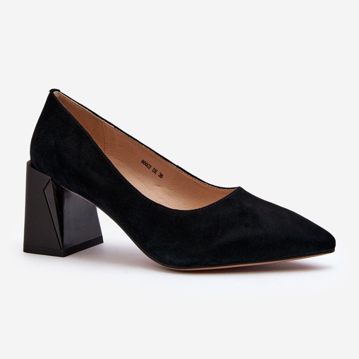 Vinceza Black Alessyndra suede pumps on a high heel 1