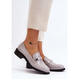 Vinceza Women's Patent Gray Loafers Nerilaja grey 2