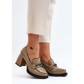 Vinceza Patent pumps with massive heels, green Terimene 2 Vinceza Patent pumps with massive heels, green Terimene 2