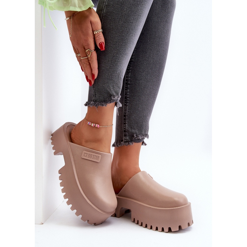 Women's Flip-Flops On A Massive Sole Big Star NN274016 Beige 1