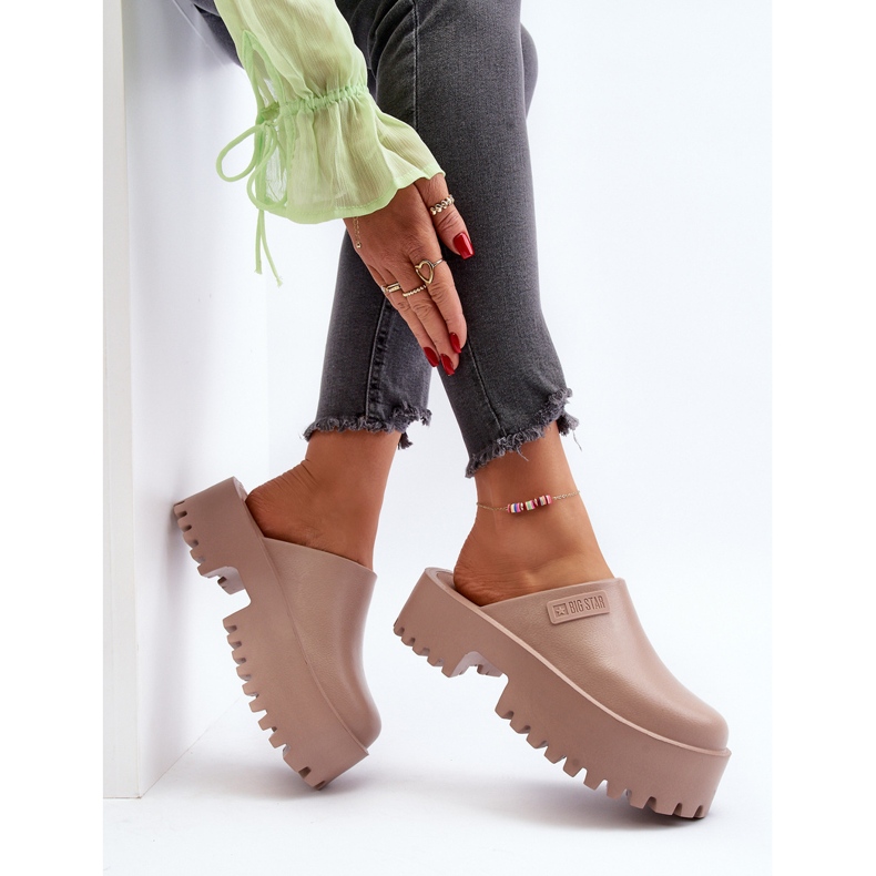 Women's Flip-Flops On A Massive Sole Big Star NN274016 Beige 2