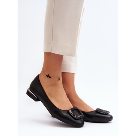 Sergio Leone BL203 Black Buckle Ballet Flats 2