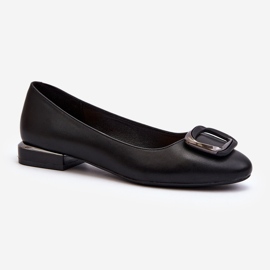 Sergio Leone BL203 Black Buckle Ballet Flats 1