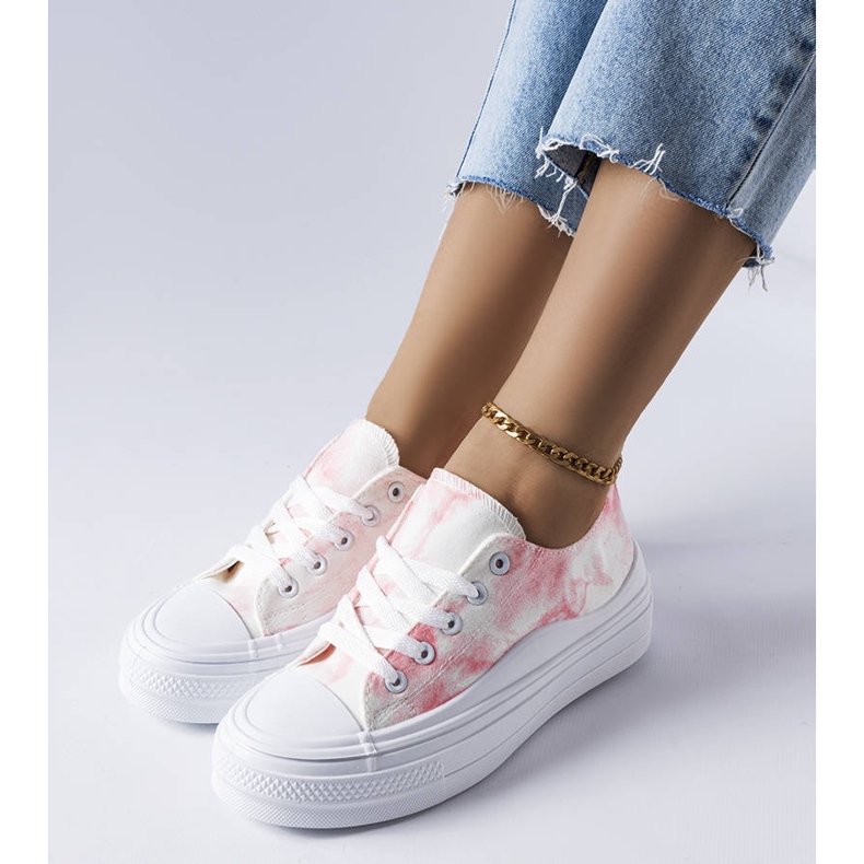 White and pink platform sneakers from Rocheleau 1