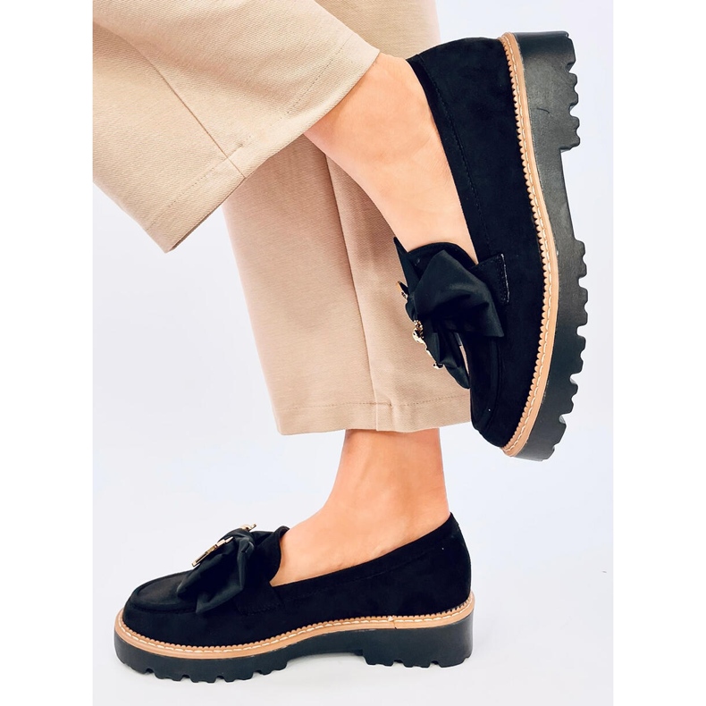 Pennsy Black moccasins with a decorative teddy bear 2