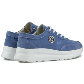 Women's sneakers made of natural leather in jeans color blue 1