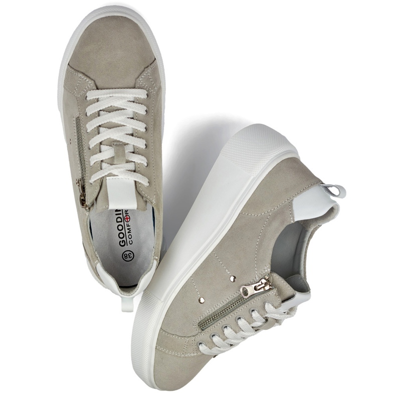 Gray leather women's sports shoes grey 1