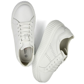 White women's sports shoes made of natural leather, women's leather shoes 1