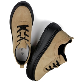Beige women's leather sneakers with a black sole 1 Beige women's leather sneakers with a black sole 1