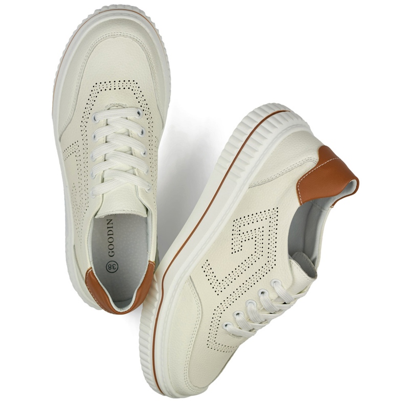 White women's lace-up shoes made of natural leather 1 White women's lace-up shoes made of natural leather 1