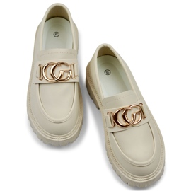 Beige loafers on the platform and beige women's loafers 1