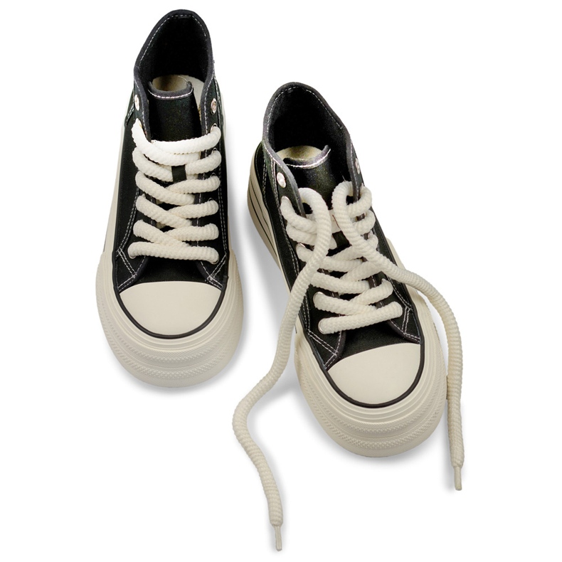 Black sneakers with a thick sole, women's high-top sneakers 1 Black sneakers with a thick sole, women's high-top sneakers 1