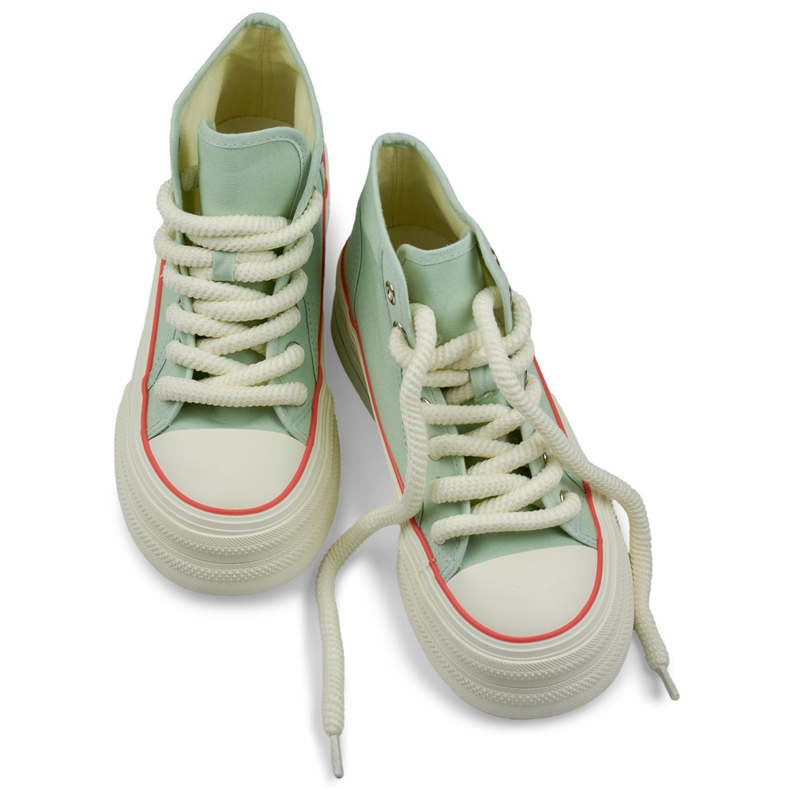Women's high-top sneakers with a thick sole green 1
