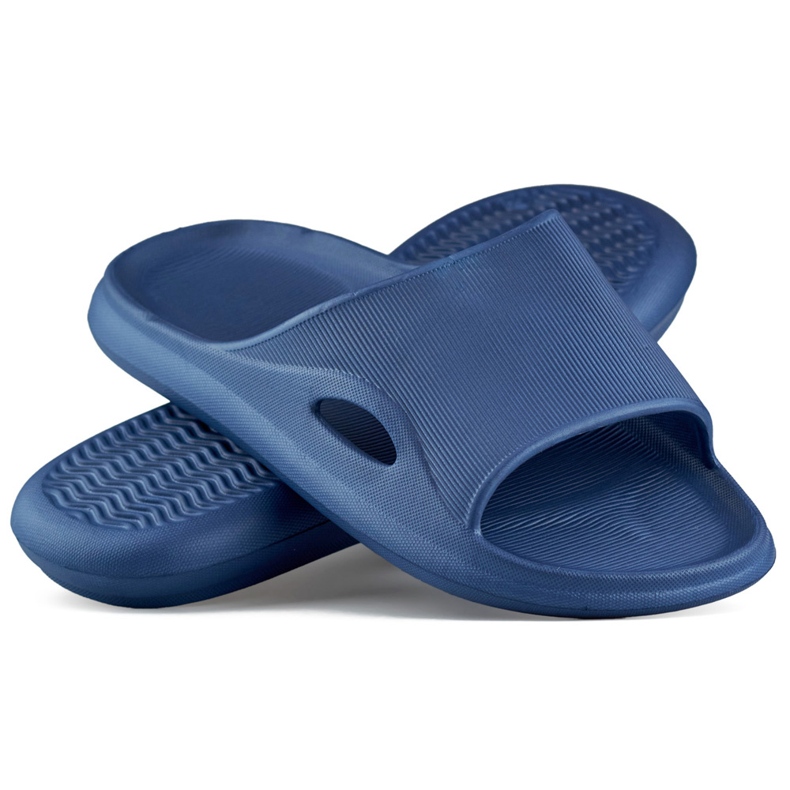 Women's navy blue pool flip-flops and boys' pool flip-flops 1
