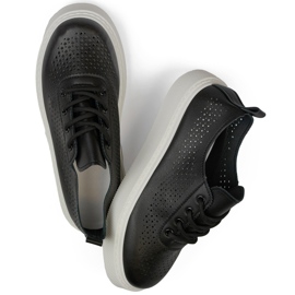 Black openwork women's sneakers with a thick sole 1