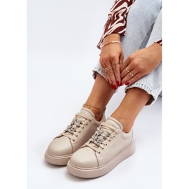 Vinceza Women's Leather Sneakers With Beige Decorations Dysuria 1