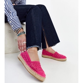Dark pink lace espadrilles on the Samra platform 1