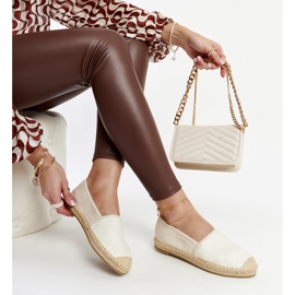 Light beige espadrilles with a shine on the Ming platform 1