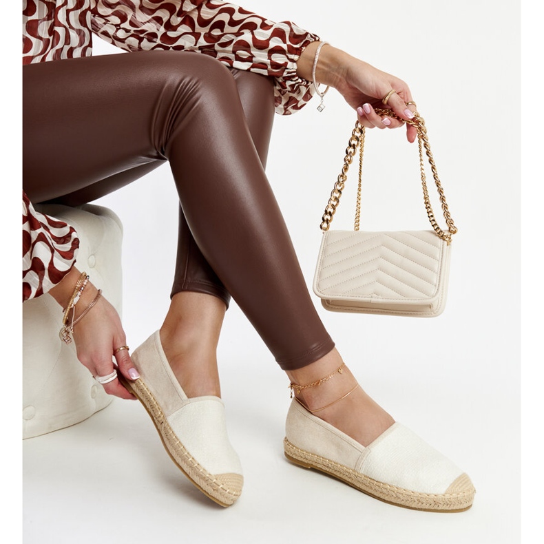 Light beige espadrilles with a shine on the Ming platform 1