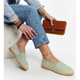 Olive espadrilles with a shine on the Ming platform green 1