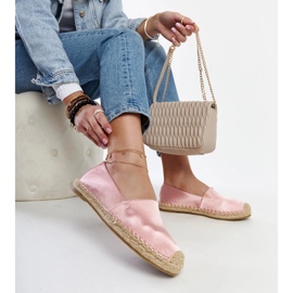 Light pink shiny espadrilles with a Caithlin platform 1