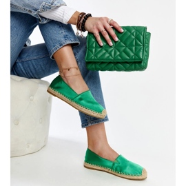 Green shiny espadrilles with a Caithlin platform 1