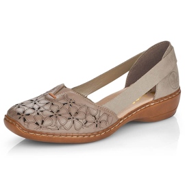 Women's beige openwork leather shoes Rieker 41356 1 Women's beige openwork leather shoes Rieker 41356 1