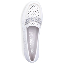 Comfortable women's openwork moccasins shoes, white Rieker 46885-80 1