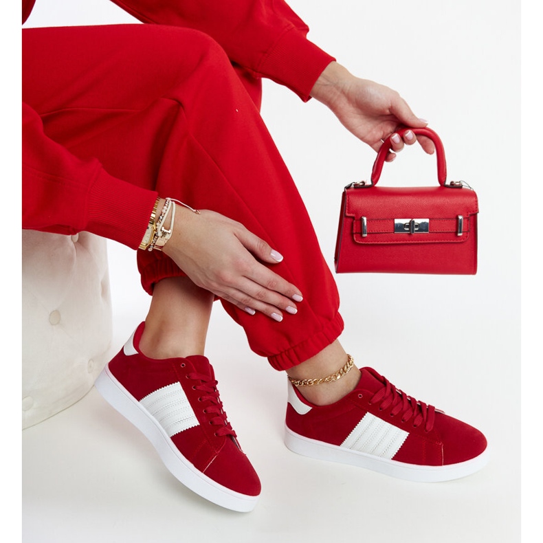 Red suede sneakers on the Serap platform 1
