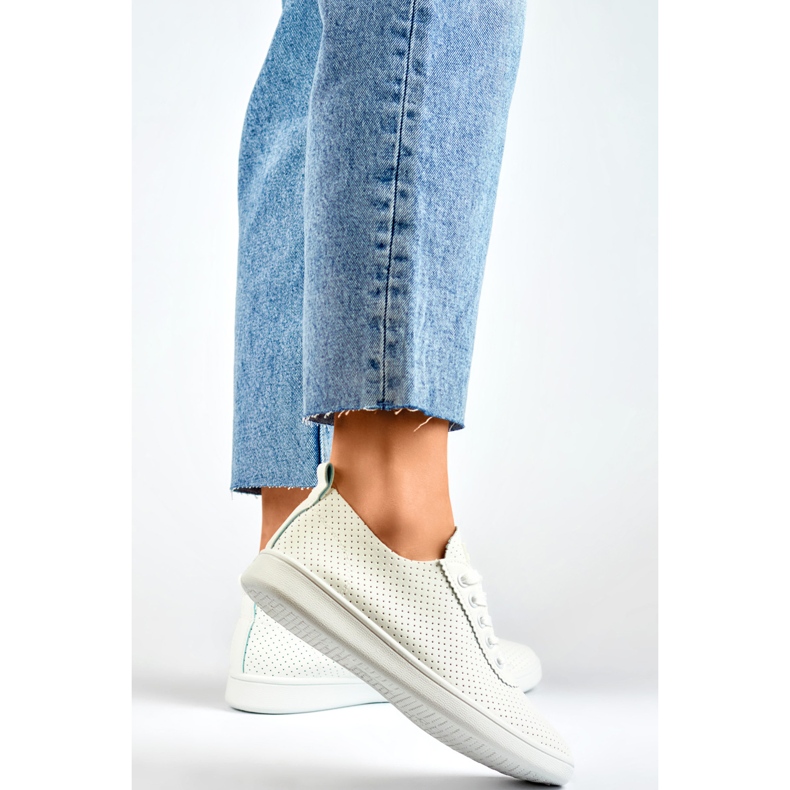 White openwork sneakers for women, openwork sneakers 2