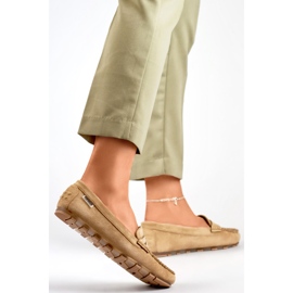 Women's dark beige suede moccasins, comfortable moccasins 1