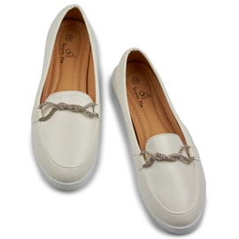 Comfortable white women's moccasins with rhinestones 1