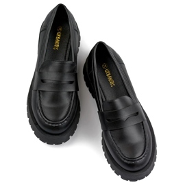 Moccasins Black women's loafers made of eco-leather 1